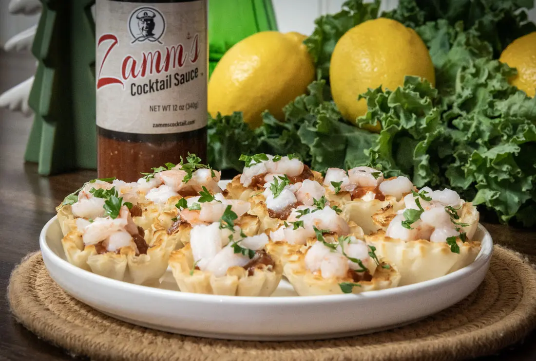 Shrimp Cocktail Bites with Zamm’s Cocktail Sauce Featured
